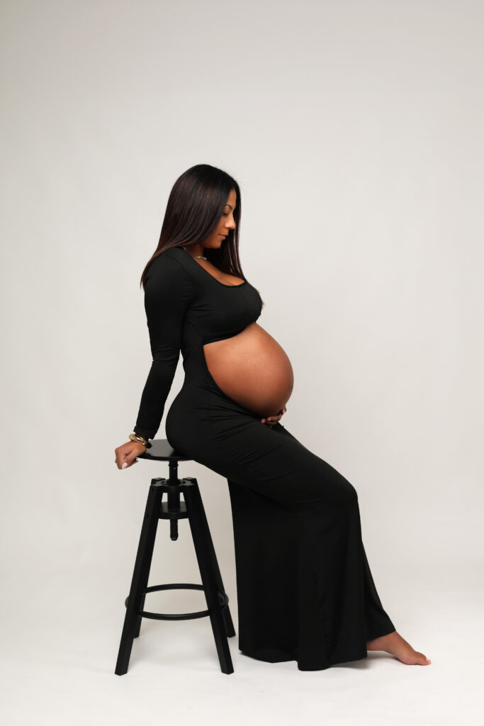 shooting grossesse robe noire